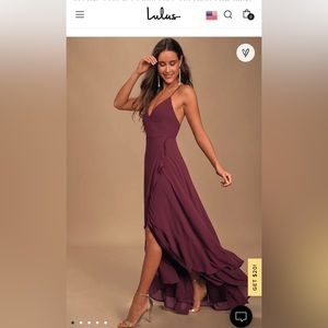In Love Forever Plum Lace-Up High-Low Maxi Dress